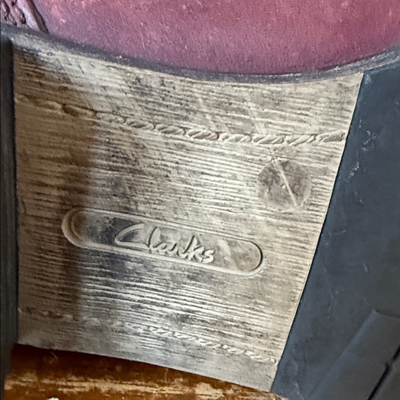 Clarks Dark Red Suede and Leather Heeled Boots - Picture 8 of 9